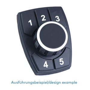 Display Controller, CANJ1939, drehbarer Encoder mit Joystickfunktion & Push-to select Taste, 5 anpassbare Funktionstasten, dimmbare Beleuchtung