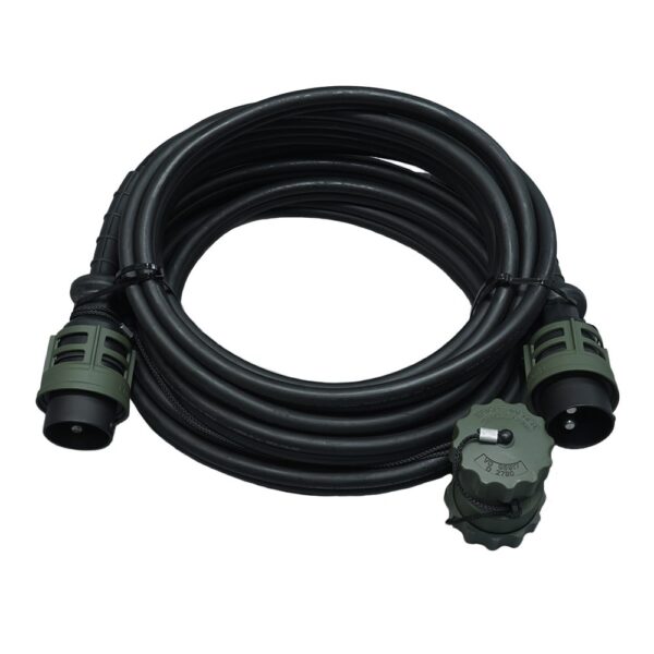 35mm² Zwillingsleitung mit 2-pole, 24 V, 2 Stecker mit Schraubring 1x Kupplung mit Schraubkappe, Länge 10 m