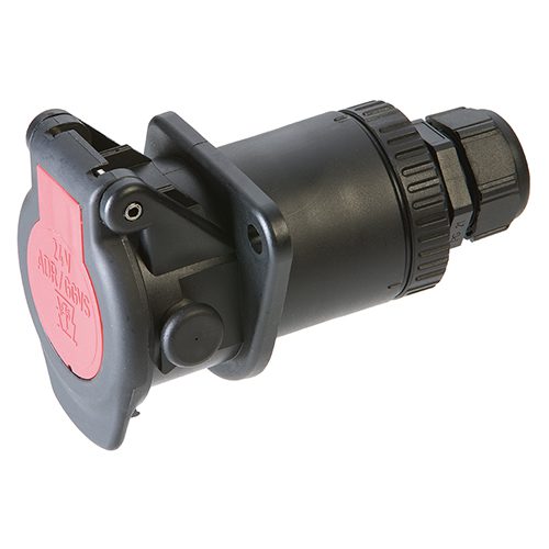 ADR Steckdose 15-pole, 24V, Crimpkontakt, mit Kabelverschraubung für Kabeldurchmesser 12-18mm