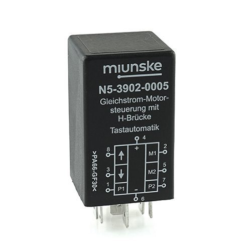 DC Engine Control with H-bridge, 9-30V, 10A, adjustable option for monitoring the cut-off current, latching switch