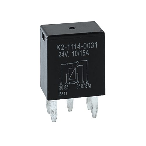 Mikro-Relais 24V, 10/15A, Wechsler, mit Widerstand, vergossen