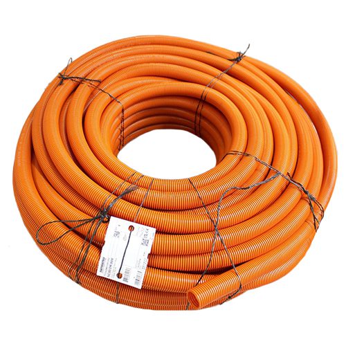 Wellrohr NW26, PA6, Normalprofil, orange, Aufmachung 50m-Ringe