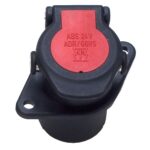 ABS/EBS/ADR, socket 24V, 7-pole, crimp contact, bayonet coupling, cable outlet 180°, corrugated tube NW13