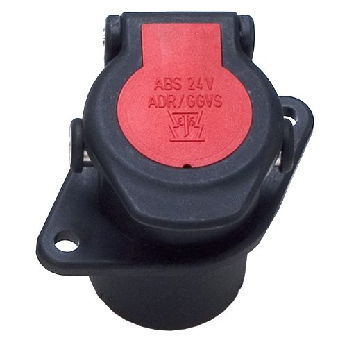 ABS/EBS/ADR, socket 24V, 7-pole, crimp contact, bayonet coupling, cable outlet 180°, corrugated tube NW13