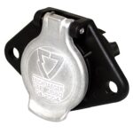 Steckdose 12 V, 7-polig, N-Typ, SAE J560-12V,Schraubanschluss, mit Klappdeckel aus Metall