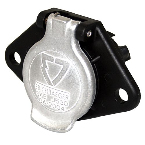 Steckdose 12 V, 7-polig, N-Typ, SAE J560-12V,Schraubanschluss, mit Klappdeckel aus Metall