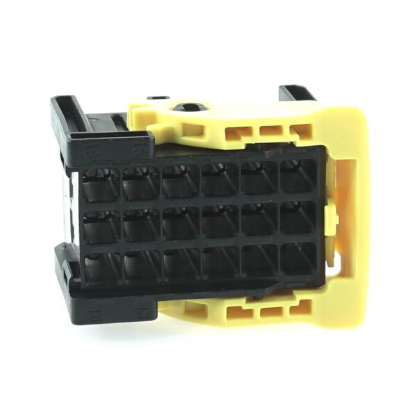 MCP Buchsengehäuse, 18-polig (3x6), Kodierung A, schwarz mit Verriegelungshebel gelb