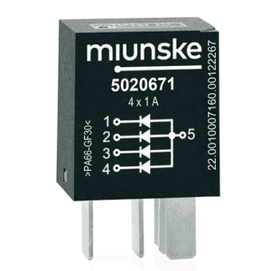 Diodenkombination Mikro 4-fach, 1A, 400V, gemeinsame Anode