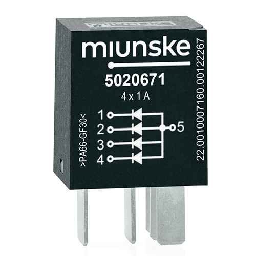 diode combination micro, 4-fold, 1A, 400V, common anode