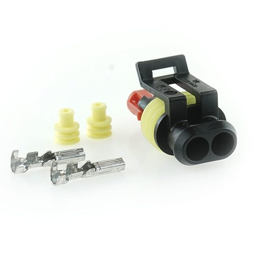 superseal housing male, 2-pole, incl. sealing (yellow) and pin contact