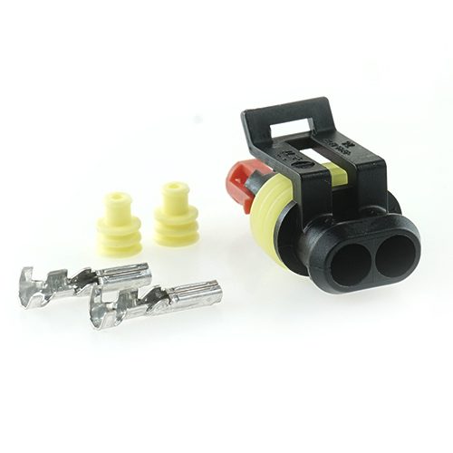 superseal housing male, 2-pole, incl. sealing (yellow) and pin contact