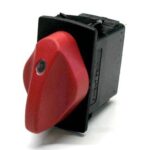 on-on-on rotary switch Contura, 24V/15A, LED 1 red,  lens 1 clear, knob red