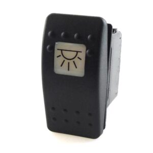 on-off Schalter 12V/20A, Contura II, LED 1 gelb, quadratische Linse weiß, Symbol "Innenlicht"