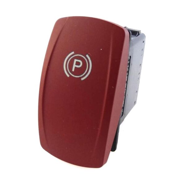 on-on Switch, 24V/15A, Contura V, LED 1 superbright red, no lens, symbol "parking brake"