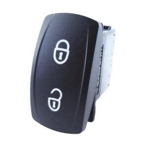 on-on Switch, 24V/15A, Contura V, without lamp/LED, symbol "main door lock/unlock"