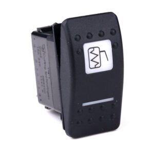 on-on Switch, 24V/15A, Contura II, LED 1 superbright green, LED 2 superbright green, square lens and bar lens white, symbol "side mirror defrost"