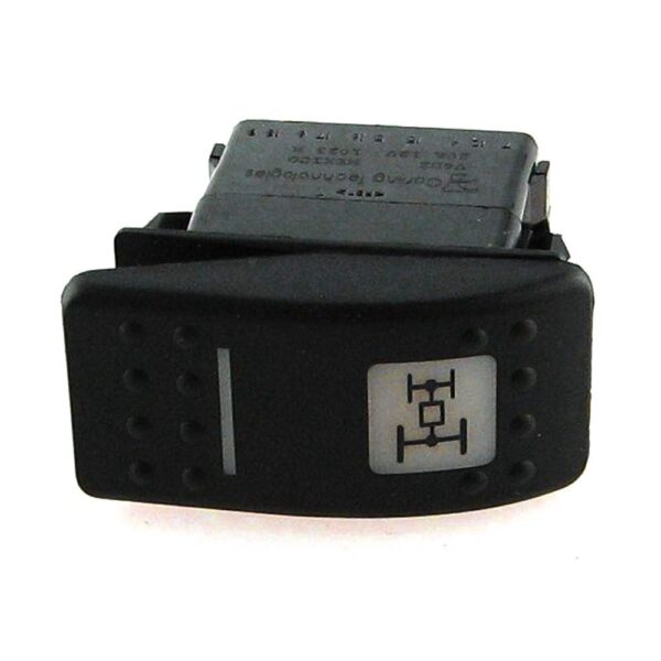 on-on Switch, 12V/20A, Contura II, LED 1 superbright green, LED 2 red, square lens and bar lens white, symbol "all wheel drive"