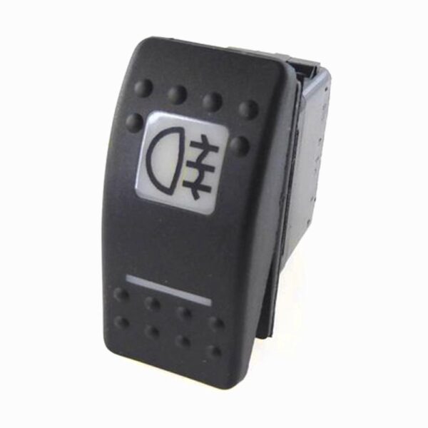 on-on Switch, 12V/20A, Contura II, LED 1 superbright green, LED 2Amber, square lens and bar lens white, symbol "rear fog lamp", with panel seal