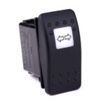 on-off-on Schalter, 12V/20A, Contura II, LED 1 gelb, quadratische Linse weiß, Symbol „Blinker“