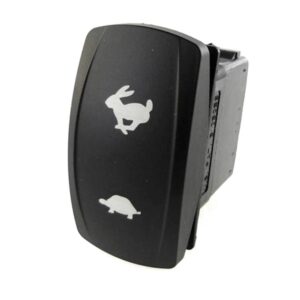 on>off<on Taster, 24V/15A, Contura V, ohne Lampe/LED, ohne Linse, Symbol "Hase (schnell)/Schildkröte (langsam)"