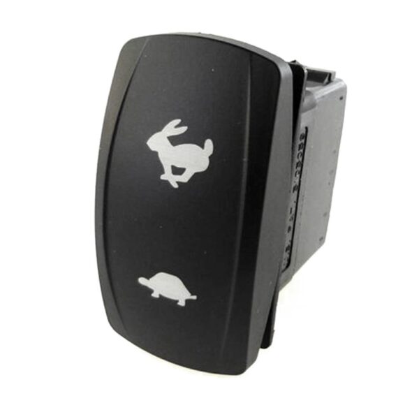 on[gt]off<on Taster, 24V/15A, Contura V, ohne Lampe/LED, ohne Linse, Symbol "Hase (schnell)/Schildkröte (langsam)"