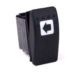 off<on Doppeltaster, 12V/20A, Contura II, LED 1 gelb, quadratische Linse weiß, Symbol "Pfeil nach links", mit Flächendichtung