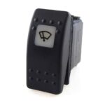on-on Double Switch, 24V/15A, Contura II, LED 2 superbright green, square lens white, symbol “windshield wiper”, with panel seal