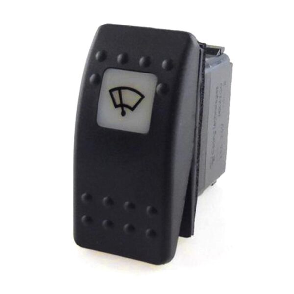 on-on Double Switch, 24V/15A, Contura II, LED 2 superbright green, square lens white, symbol "windshield wiper", with panel seal