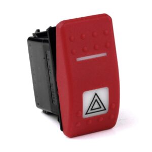 on-on Doppelschalter, 24V/15A, Contura II, LED 1 grün hell, LED 2 grün hell, quadratische und schmale Linse hell, Symbol "Gefahrenhinweis"