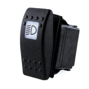 on-2xon-on Doppelschalter, 12V/20A, Contura II, LED 1 grün hell, quadratische Linse weiß, Symbol "Abblendlicht" mit Flächendichtung