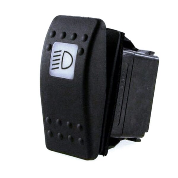 on-2xon-on Doppelschalter, 12V/20A, Contura II, LED 1 grün hell, quadratische Linse weiß, Symbol "Abblendlicht" mit Flächendichtung