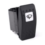 on-2xon-on Doppelschalter, 12V/20A, Contura II, LED 1 grün hell, quadratische Linse weiß, Symbol „Scheibenwischer“