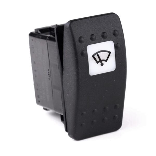 on-2xon-on Doppelschalter, 12V/20A, Contura II, LED 1 grün hell, quadratische Linse weiß, Symbol "Scheibenwischer"