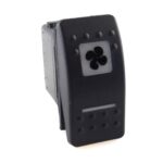 on-on-off Double Switch, 12V/20A, Contura II, LED 1 superbright green, LED 2 superbright green, square lens and bar lens white, symbol "ventilation fan or blower", with VPS