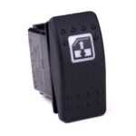 on>off<on double, Momentary Switch, 24V/20A, Contura II, LED 1 superbright green, square lens white, symbol “power window”