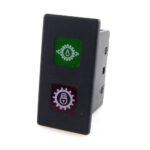Kontrollleuchte 12V, 2 Glühlampen, Linse grün/rot, Symbol „Öldruck/Transmission sperren“