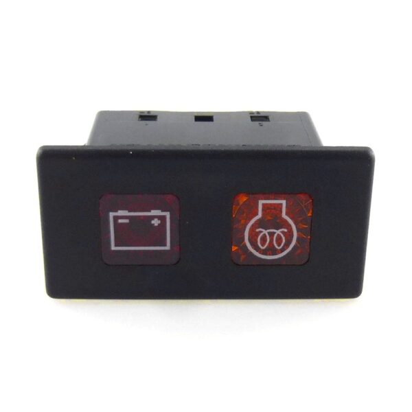 Kontrollleuchte 12V, 2 Glühlampen, Linse rot/gelb, Symbol "Batterie/Vorglühen"