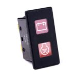 Kontrollleuchte 12V, 2 Glühlampen, Linse rot/gelb, Symbol „Batterie/Vorglühen“