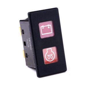 Kontrollleuchte 12V, 2 Glühlampen, Linse rot/gelb, Symbol "Batterie/Vorglühen"