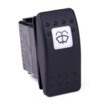 on-on<2on Doppelschalter/Taster, 24V/15A, Contura II, LED 1 grün hell, quadratische Linse weiß, Symbol 