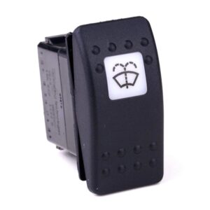 on-on<2on Double Switch/Momentary Switch, 24V/15A, Contura II, LED 1 superbright green, square lens white, symbol "windshield washer"