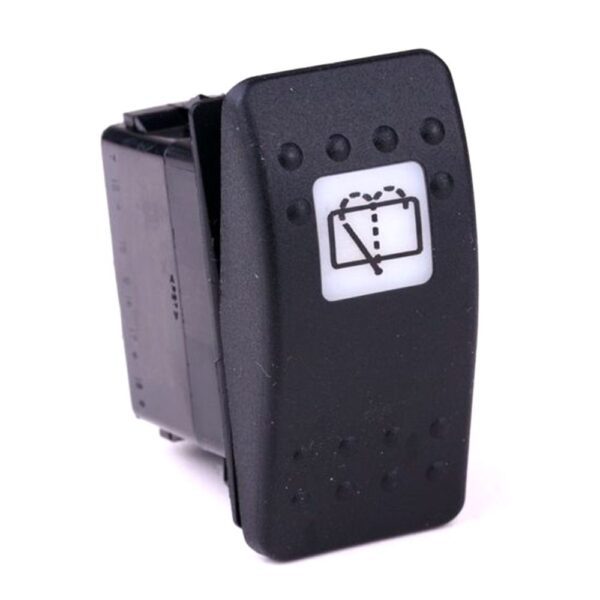 on-on<on Doppelschalter/Taster, 12V/20A, Contura II, LED 1 grün hell, quadratische Linse weiß, Symbol "Scheibenwischer/-wascher hinten"