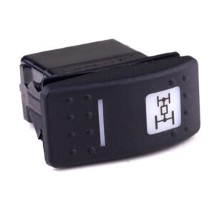 on-on<on Double Switch/Momentary Switch, 12V/20A, Contura II, LED 1 superbright red, LED 2 superbright green, square lens and bar lens white, symbol "all wheel drive"