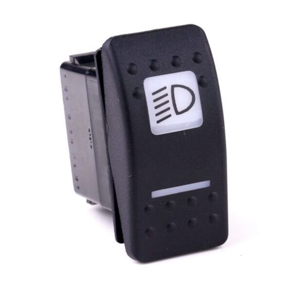 on-on-on Doppelschalter, 12V/20A, Contura II, LED 1 grün hell, LED 2 rot hell, quadratische und schmale Linse weiß, Symbol "Abblendlicht"