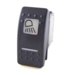 on-on-on Double Switch, 12V/20A, Contura II, LED 1 superbright green, LED 2 superbright red, square lens and bar lens white, symbol “work lamp”