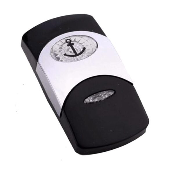 Wippe Contura VI, schwarz, glanzverchromter Einsatz, Welle konkav, ovale und schmale Linse klar, Symbol "Anker"