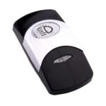 Wippe Contura VI, schwarz, glanzverchromter Einsatz, Welle konkav, ovale und schmale Linse klar, Symbol „Fernlicht“