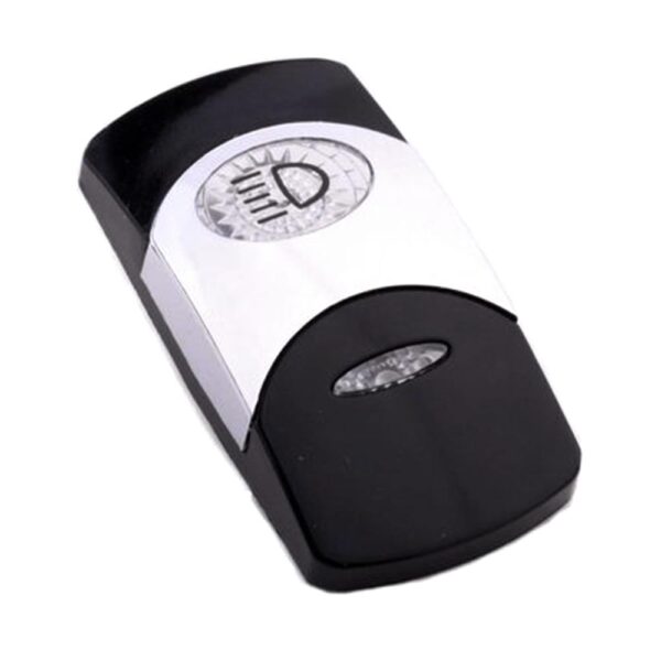 Wippe Contura VI, schwarz, glanzverchromter Einsatz, Welle konkav, ovale und schmale Linse klar, Symbol "Fernlicht"