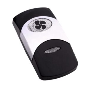 Wippe Contura VI, schwarz, glanzverchromter Einsatz, Welle konkav, ovale und schmale Linse klar, Symbol "Ventilator/Gebläse"