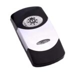 Wippe Contura VI, schwarz, glanzverchromter Einsatz, Welle konvex, ovale und schmale Linse klar, Symbol „Ankerlicht“